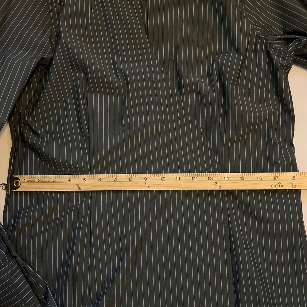 Talbots Gray Pinstripe Wrap Blouse - Picture 7 of 10